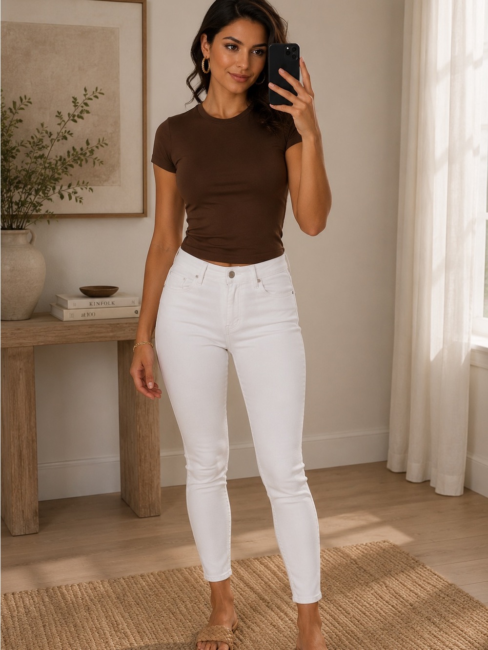 Women's True Religion Jennie Curvy Mid-Rise off White Super Skinny Jeans